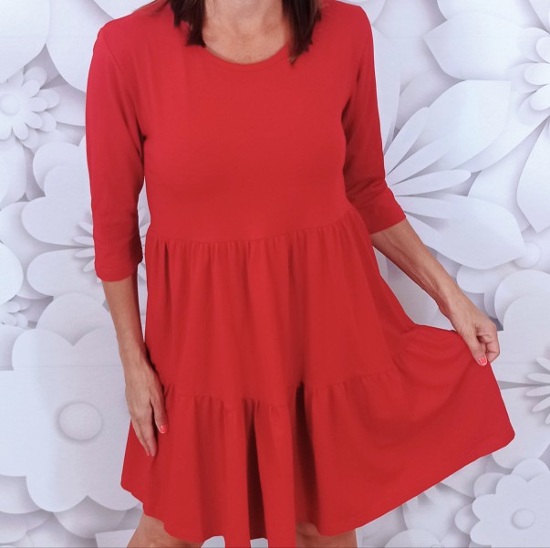 Bavlněné šaty s volánky CATRIN - červené