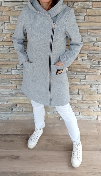 Dokonalý flaušový kabát s podšívkou - 2vel, šedý