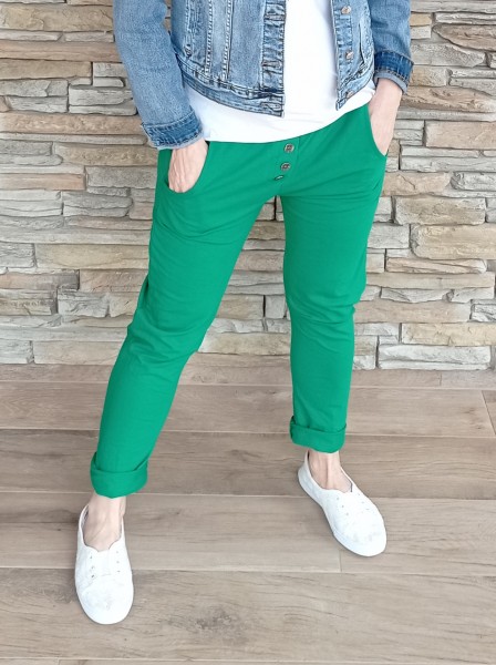 Kalhoty baggy s knoflíky - 2vel zelené