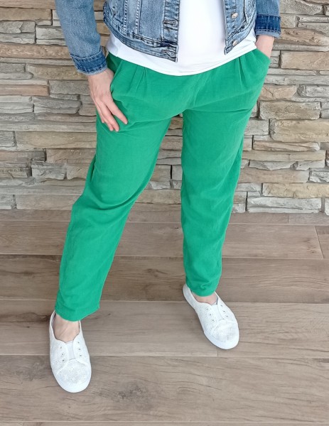 LUX lněné kalhoty - zelené vel L/XL