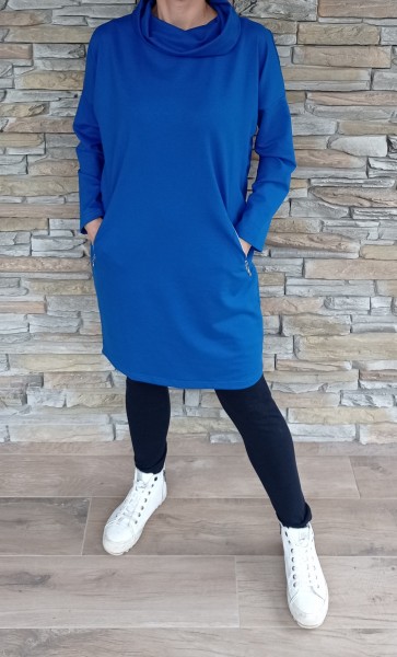 Mikinové šaty BASIC - modré