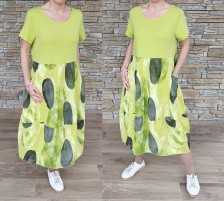 Balónové šaty se vzorem - limetka