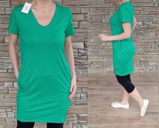 Basic šaty - výstřih do V - zelené