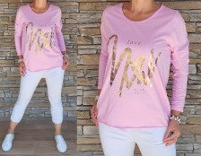 Bavlněná halenka LOVE - baby pink