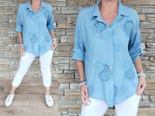 Bavlněná košile LOUS - denim modrá