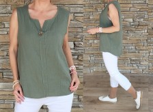 Bavlněná polokošile bez rukávů - khaki