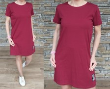 Bavlněné šaty KLASIK - střih do A - vel XL/XXL - bordo