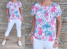 Butiková halenka FLOWERS PINK - vel 40-50