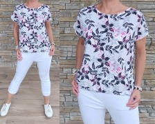 Butiková halenka FLOWERS WHITE - vel 40-50
