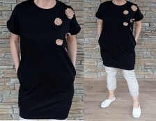 Butikový kousek - tunikové šaty FLOWERS - černé