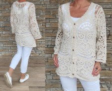 Cardigan - kabátek - bavlněná krajka - béžová