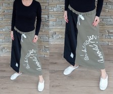 COOL sukně - dvojí materiál - khaki