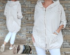 Delux cardigan - madeirová krajka - více barev - vel L-2XL