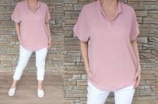 DELUX košilová rozhalenka - pudr růžová