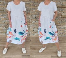 Dlouhé balónové šaty JANE - vel XL-3XL -  bílé