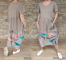 Dlouhé balónové šaty JANE - vel XL-3XL -  capucino