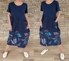 Dlouhé balónové šaty JANE - vel XL-3XL - modré