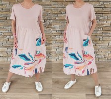 Dlouhé balónové šaty JANE - vel XL-3XL - pudr