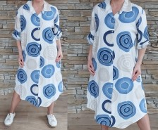 Dlouhé košilové šaty - košile MANDALA - modrá