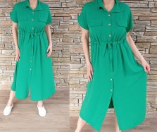 Dlouhé košilové šaty PERFECT - zelené