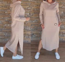 Dlouhé mikinové šaty COOL - béžové