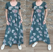 Dlouhé šaty SABRIINA FLOWERS - smaragd