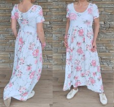 Dlouhé šaty SABRINA FLOWERS - smetanové