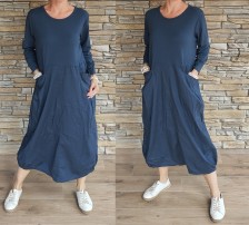 Dokonalé balónové šaty BUTIK - 7/8 rukáv - tmavě modré