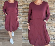 Dokonalé balónové šaty BUTIK - délka MIDI - bordo