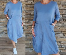 Dokonalé balónové šaty BUTIK - délka MIDI - denim