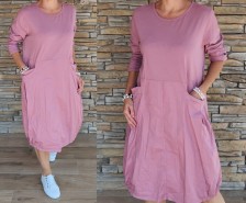 Dokonalé balónové šaty BUTIK - délka MIDI - starorůžové