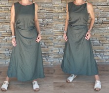 Dokonalé šaty MELANI - khaki/smaragd