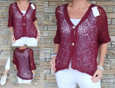 Háčkovaný cardigan PRETTY - bordo