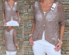 Háčkovaný cardigan PRETTY - capucino