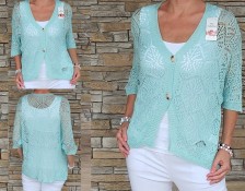 Háčkovaný cardigan PRETTY - tyrkys