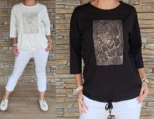Halenka dole na stažení - vel L/XL - smetanová a černá