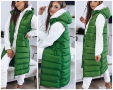 Hodně dlouhá vesta ERIKA - zelená - vel S-XL