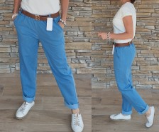 Kalhoty BUTIK s páskem - LIKE JEANS - světlé