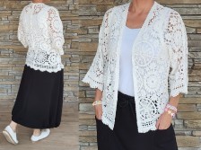 Krajkový cardigan - bez zapínání - krémový