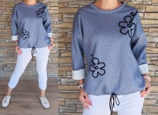 Krásná 'máslová' mikina s vyšitím - denim