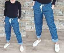 BOYFRIEND kalhoty JEANS - tmavé