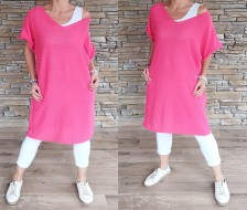 Lehké svetrové šaty - pink