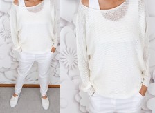 LUX svetr s lesklými nitkami - bílý