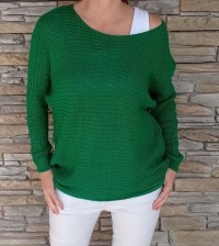 LUX svetr s lesklými nitkami - krásná zelená