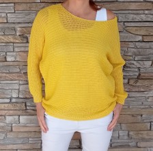 LUX svetr s lesklými nitkami - žlutý