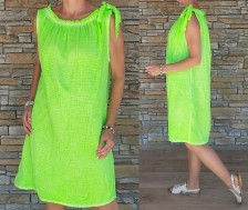 Mušelínové šaty - francouzský styl - NEON lime