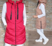 Oboustranná vesta MONIKA  - červeno / capucino - vel S-XXL