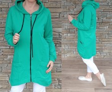 Prodloužený mikinový kabátek - zelený