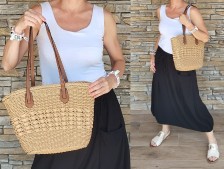 Proutěná/háčkovaná kabelka LADIES - camel