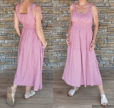 Romantické šaty s jemným vyšitím - starorůžové
